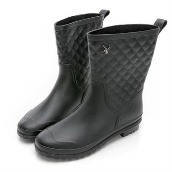 【PLAYBOY】優雅氣息 舒適中筒防水靴-黑-Y8293CC