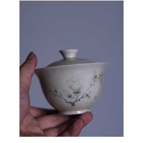 草木灰釉陶瓷開片茶杯130ml