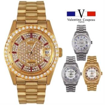 【Valentino Coupeau】滿天星鑽自動上鍊機芯不鏽鋼殼帶男女手錶 范倫鐵諾 古柏
