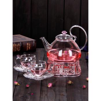 歐式耐熱玻璃茶具蠟燭加熱茶壺家用泡茶壺花茶壺套裝水果茶煮茶器