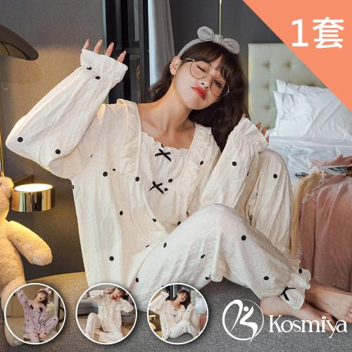 【Kosmiya】法式香甜棉質睡衣居家服(M-2XL,多色可選)