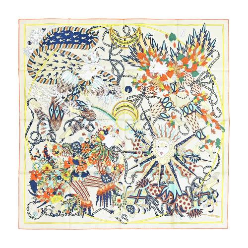 Hermes 愛馬仕Le Sa​​cre des Saisons 90真絲芭蕾舞團方巾(香草/ 綠/橘)