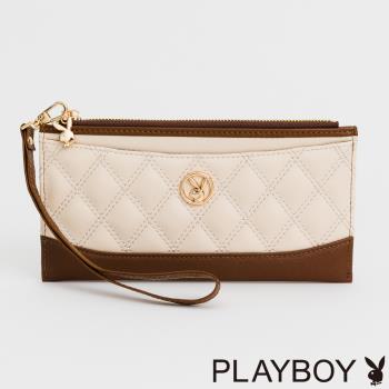 PLAYBOY - 輕便型長夾附手挽帶 Refined系列 - 米白色