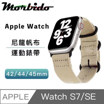 蒙彼多 Apple Watch S7/SE 42/44/45mm運動尼龍帆布錶帶 米色