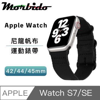 蒙彼多 Apple Watch S7SE 424445mm運動尼龍帆布錶帶 黑色