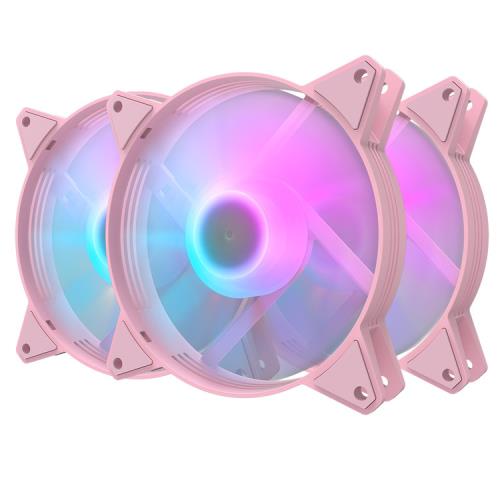 darkFlash大飛 C6 A-RGB 支援主板同步 12公分電腦散熱風扇 3合1套裝(扇框:粉色)