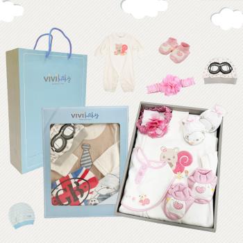 【VIVIBABY】100%純棉 禮盒組 新生兒禮盒 彌月禮盒 送禮自用 嬰兒禮盒(親膚透氣 100%MIT臺灣製造)