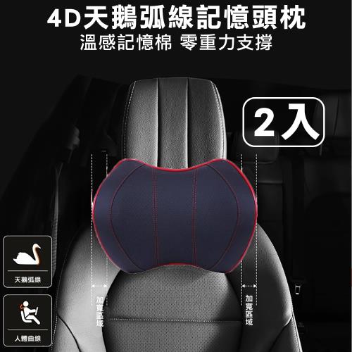 【威力鯨車神】3D零重力弧形記憶車用頭枕皮革頸枕靠枕(2入)