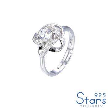 【925 STARS】純銀925微鑲美鑽華麗鋯石星星線條造型戒指 開口戒 造型戒指 美鑽戒指