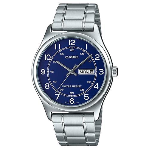 【CASIO 卡西歐】簡約指針錶 石英錶 不鏽鋼錶帶 生活防水 星期及日期顯示 MTP-V006 ( MTP-V006D-2B )