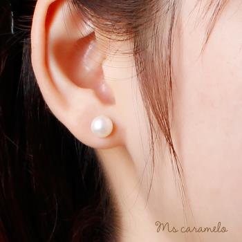 【焦糖小姐 Ms caramelo】925純銀 貝珠耳環(單顆珍珠耳環)