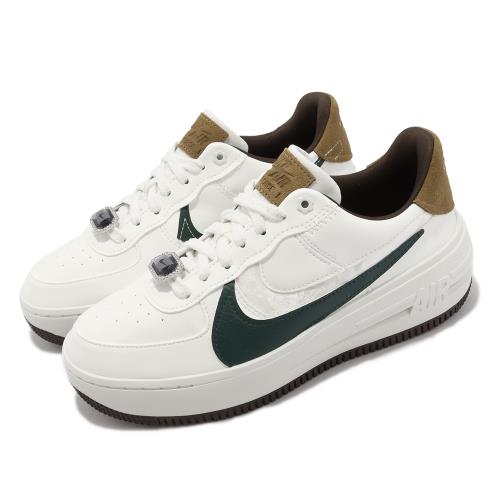 Nike 休閒鞋Wmns AF1 PLT.AF.ORM 女鞋男鞋白深綠咖啡寶石厚底麂皮