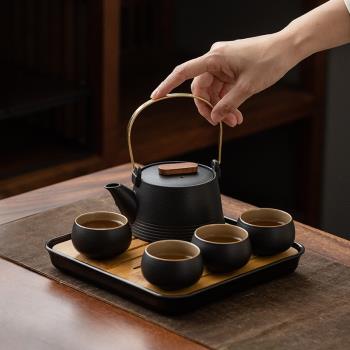 黑陶提樑家用旅行禪意小套裝茶具