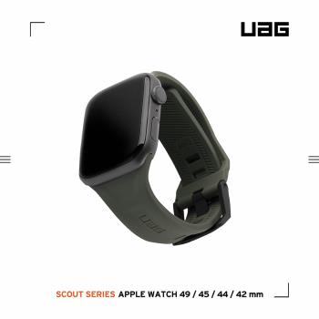 UAG Apple Watch 42444549mm 潮流矽膠錶帶-軍綠