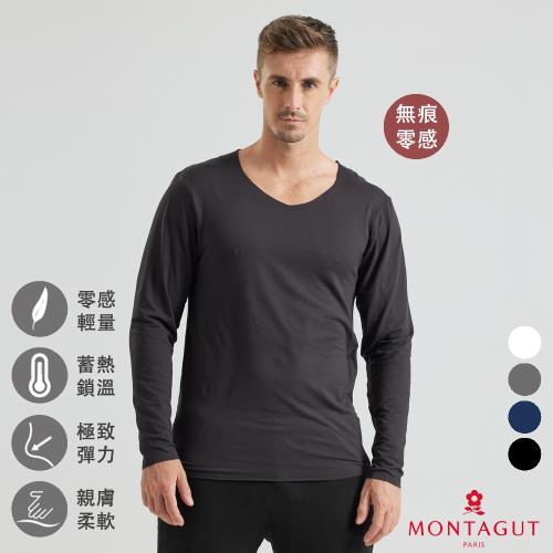 【MONTAGUT夢特嬌】零著感無痕輕暖圓領長袖內衣