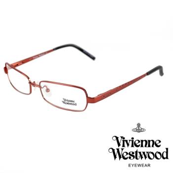 【Vivienne Westwood】經典水鑽格菱紋光學眼鏡(紅 VW093 04)
