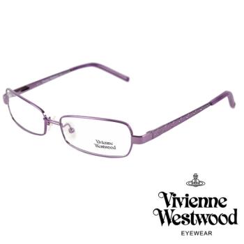 【Vivienne Westwood】經典水鑽格菱紋光學眼鏡(紫 VW093_02)