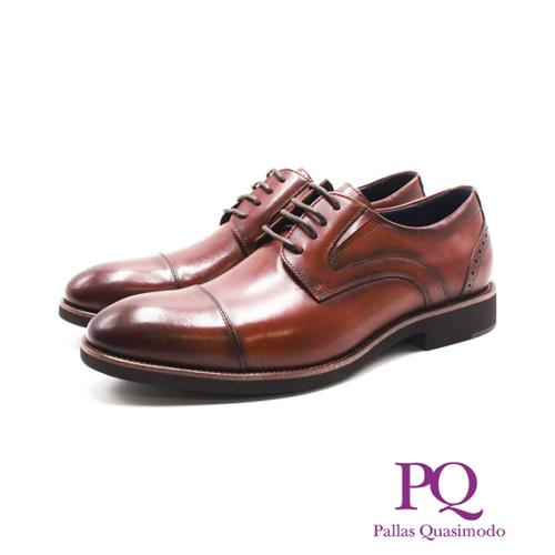 PQ(男)一字造型縫線綁帶正裝皮鞋