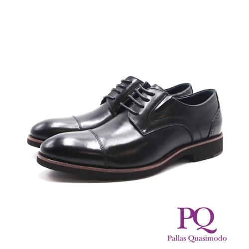 PQ(男)一字造型縫線綁帶正裝皮鞋