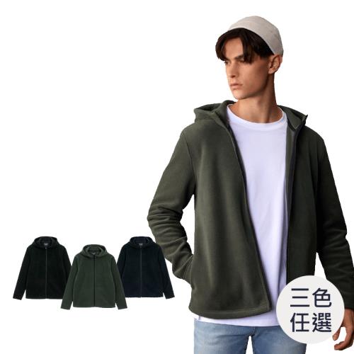 GIORDANO 男裝素色刷毛連帽外套 (多色任選)-熱銷款