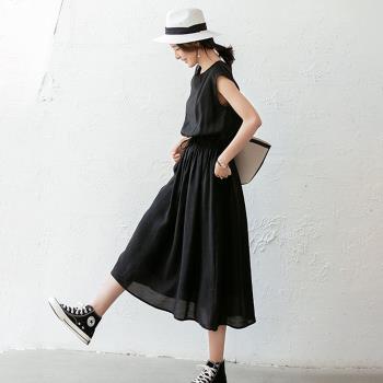 【nata】現貨-日系質感綁帶洋裝（黑）