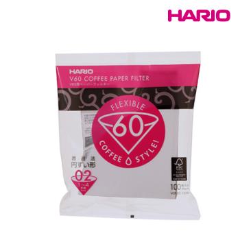 【HARIO】日本製V60錐形白色漂白02咖啡濾紙100張(適用V形濾杯) 5包入