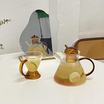 法式玻璃花茶杯壺套組