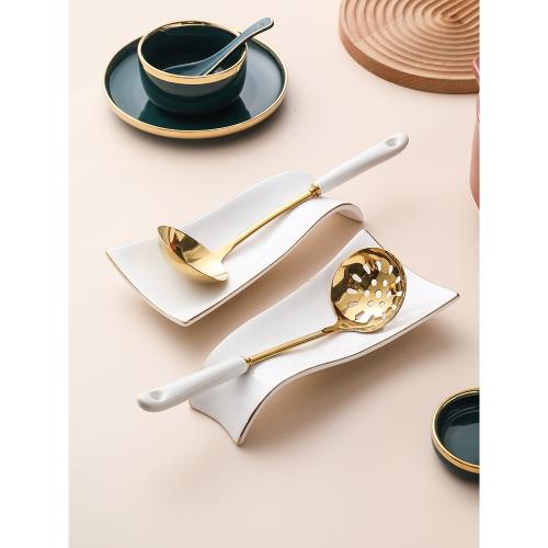 邁卡倫 輕奢陶瓷廚房湯勺架托放筷子架家用置物架擱盤漏