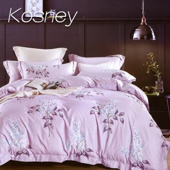 【KOSNEY】夏日庭榭粉 頂級加大石墨烯萊賽爾天絲兩用被床包組