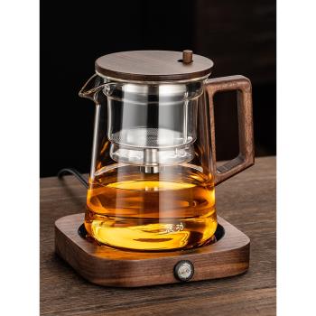 飄逸杯泡茶壺全玻璃內膽胡桃木加厚茶水分離過濾泡茶杯家用茶具器