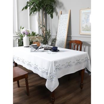 Ekelund北歐輕奢餐桌布白色淺色歐式全棉長方形臺布茶幾蓋布臺布
