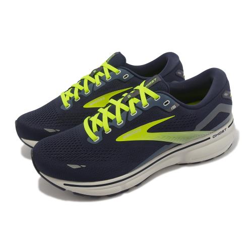 Brooks 慢跑鞋 Ghost 15 2E 寬楦 男鞋 藍 黃 高足弓 緩震 運動鞋 魔鬼系列 1103932E429