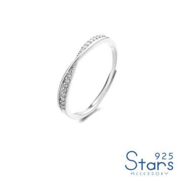 【925 STARS】純銀925微鑲美鑽經典交叉造型戒指 開口戒 造型戒指 美鑽戒指