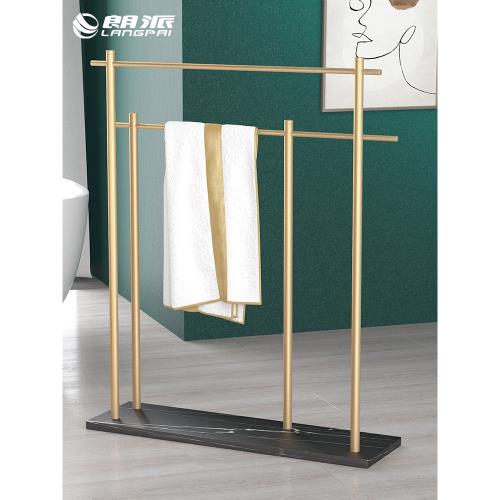 朗派輕奢大理石衛生間落地式浴缸邊毛巾架浴巾架可移動浴室置物架