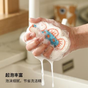 日本霜山木漿棉洗碗海綿可懸掛清潔海綿擦可愛百潔布廚房清潔工具