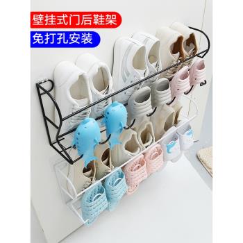 簡易門口鞋架室內好看經濟型省空間門後壁掛式浴室拖鞋架收納神器