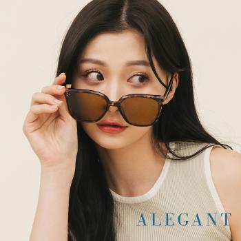 【ALEGANT】墨染棕輕奢時尚方框輕量TR90防眩光寶麗來偏光墨鏡│UV400太陽眼鏡│濱海的微光星點