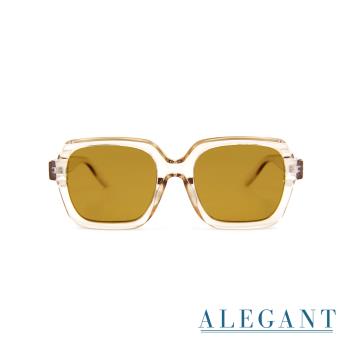 【ALEGANT】迪麥黃港味個性潮流透視幾何方框輕量TR90寶麗來偏光墨鏡│UV400太陽眼鏡│夜初的麥田光圈