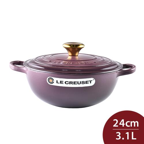 Le Creuset 琺瑯鑄鐵典藏媽咪鍋24cm 3.1L 無花果金頭法國製|鑄鐵鍋