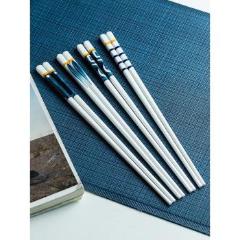 日式陶瓷筷子家用防霉防潮筷高檔防菌一人一筷耐高溫餐具公筷套裝