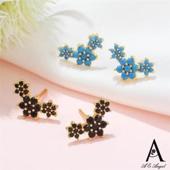 【ANGEL】微笑花環甜美花朵造型簡約耳環(2色可選)