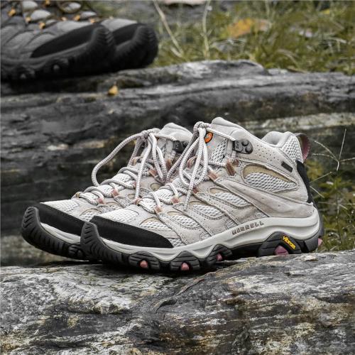 Merrell 登山鞋Moab 3 Mid GTX 女鞋奶茶色藕粉越野戶外防水郊山