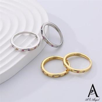 【ANGEL】許願星星點點簡約水鑽開口彈性戒指(2色戒圍可選)