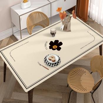 北歐高級感桌布防水防油免洗防燙簡約現代皮革桌墊餐桌墊茶幾布