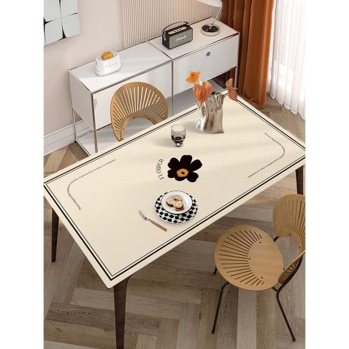 北歐高級感桌布防水防油免洗防燙皮革桌墊餐桌墊茶幾布桌面保護墊