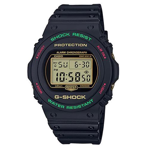 G-SHOCK 經典配色休閒電子錶-黑X紅綠(DW-5700TH-1)/45.4mm
