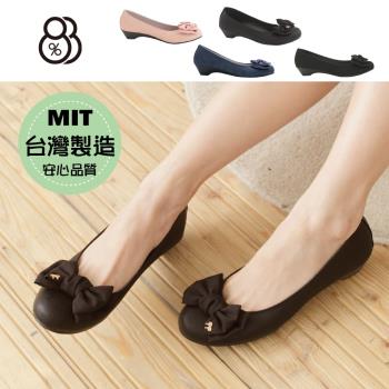 【88%】MIT台灣製 熱賣嚴選 素面蝴蝶結金屬飾品 小坡跟圓頭包鞋