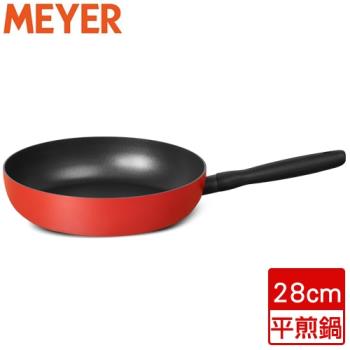 MEYER美亞 革新紅導磁平煎鍋 鍋子 電磁爐可用 不沾塗層-28cm【愛買】
