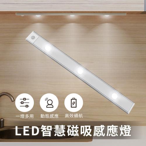 LED智慧磁吸感應燈 USB充電式燈條 附磁鐵貼片