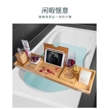 【現貨】泡澡神器 伸縮浴缸架歐式多功能泡澡架子輕奢泡澡桶支架新款竹製浴缸置物架